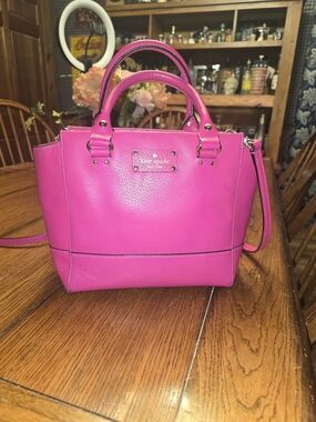 kate spade Bright Pink Pebbled Leather Satchel with Top Handles